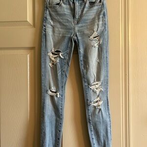 American Eagle Outfitters Blue Skinny Jeans Distressed
